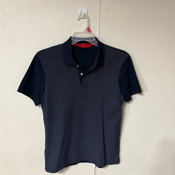 Carolina Herrera Dark Blue Patterned Polo Shirt - Picture 1 of 4
